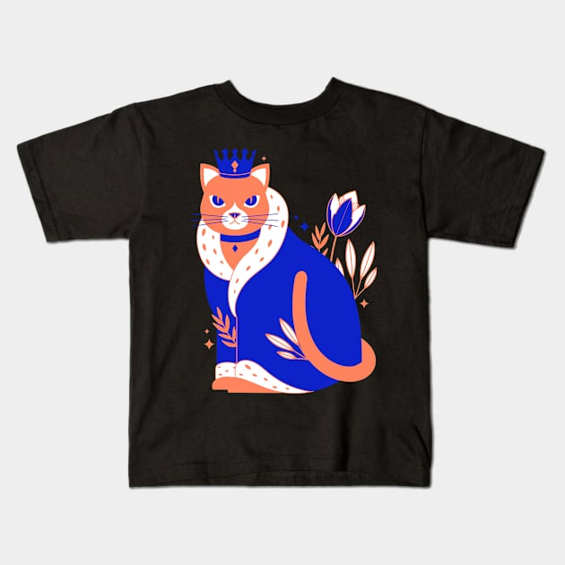 Royal Cat - Cat Lovers - Feline with a Crown Kids T-Shirt by Abstract Designs